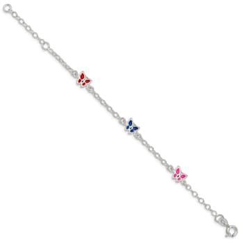 Sterling Silver Multi-color Enamel Butterfly with 1-inch Extensions
Children's Bracelet