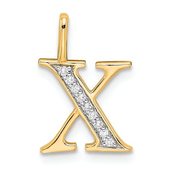 14K Yellow Gold Diamond Initial X Initial Pendant