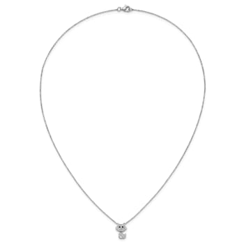 Rhodium Over Sterling Silver Black and White Cubic Zirconia Cat Necklace