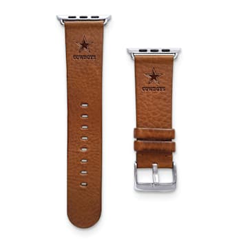 Gametime Dallas Cowboys Leather Band fits Apple Watch (42/44mm M/L Tan).
Watch not included.
