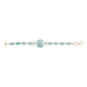 Barse Jewelry Blue Composite Turquoise Gold Tone Celestial Link Bracelet