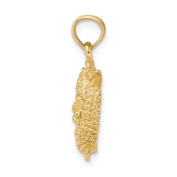 14k Yellow Gold 3D Textured Pisces Zodiac pendant