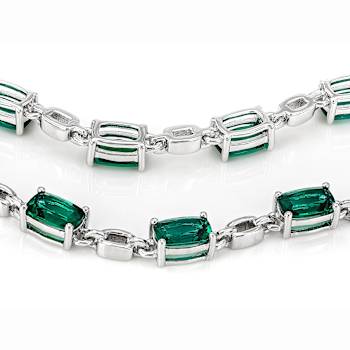Lab-Created Emerald Station Bracelet In Sterling Silver 5.85ctw