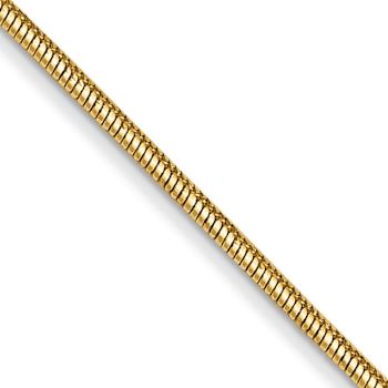 14k Yellow Gold 0.8mm Solid Round Snake 22 Inch Chain