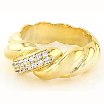 CZ San Marco Band Ring In 18K Gold Over Sterling Silver 0.24ctw