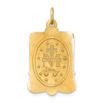 14k Yellow Gold Solid Polished and Satin Large Rectangle Framed
Miraculous Medal Pendant
