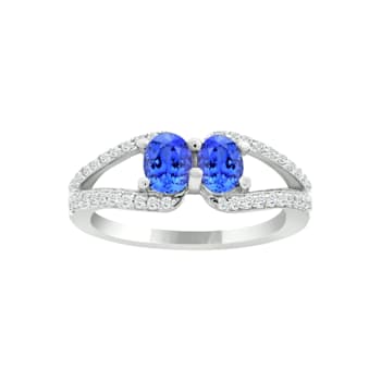 14K White Gold Oval Tanzanite and Diamond Ring, 0.85ctw