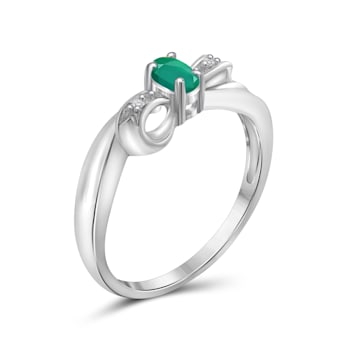 Green Emerald Rhodium Over Sterling Silver Ring 0.30ctw
