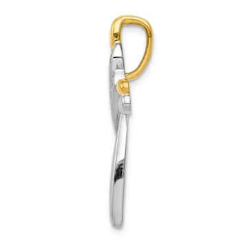 10k Yellow Gold and 10k White Gold Diamond Cross Chain Slide Pendant