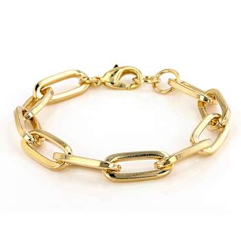 Paperclip Link Bracelet In 18K Gold Over Bronze