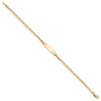 14k Yellow Gold Soft Diamond Shape Mariner Link ID Bracelet