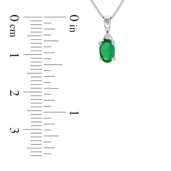 0.35ctw Oval Emerald and Round Diamond Accent Pendant in 14k White Gold
