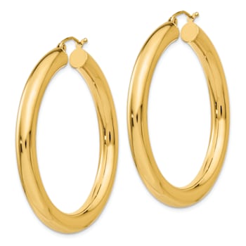 14k Yellow Gold 1 3/4" Polished Hoop Earrings