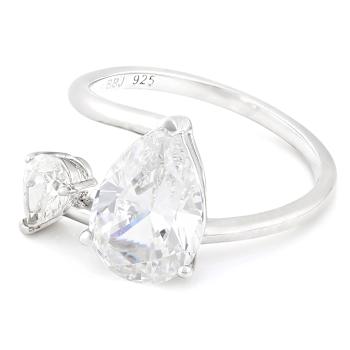Pear Cocktail Ring With CZ In Sterling Silver
