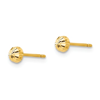 14k Yellow Gold Diamond-cut 3mm Half-Ball Stud Earrings
