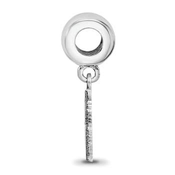 Sterling Silver Rhodium-plated LogoArt Clemson University Small Dangle Bead