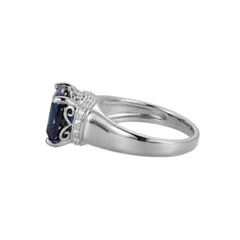 Lab Created Blue Sapphire And Cubic Zirconia Platinum Over Silver
September Birthstone Ring 4.45ctw