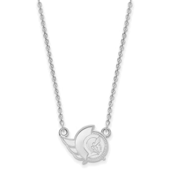 Rhodium Over Sterling Silver NHL LogoArt Ottawa Senators Small Necklace