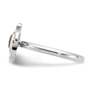 Rhodium Over Sterling Silver with 14K Accent Amethyst and Rose Quartz Ring