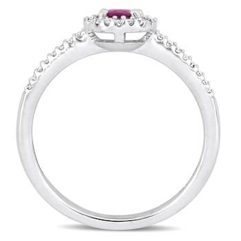 Ruby and Diamond 10K White Gold Ring 0.75ctw