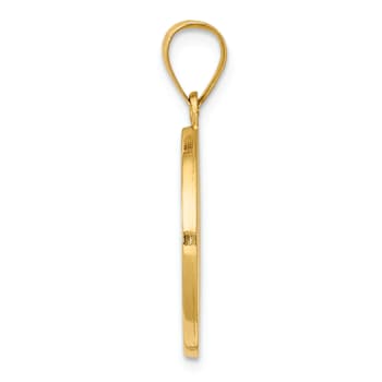 14k Yellow Gold Polished Satin Divino Nino Round Medal Pendant