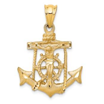 14K Yellow Gold Mariners Cross Pendant