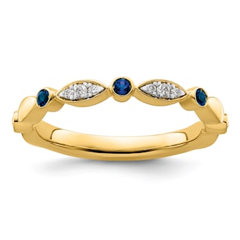 14K Yellow Gold Stackable Expressions Lab Created Sapphire and Diamond
Ring 0.105ctw