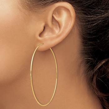 14k Yellow Gold Polished 2 11/16" Endless Tube Hoop Earrings