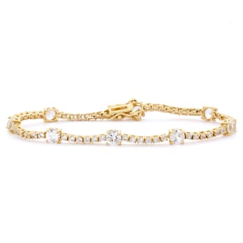 Lab Created White Sapphire 14K Yellow Gold Over Sterling Silver Tennis
Bracelet 7.00ctw