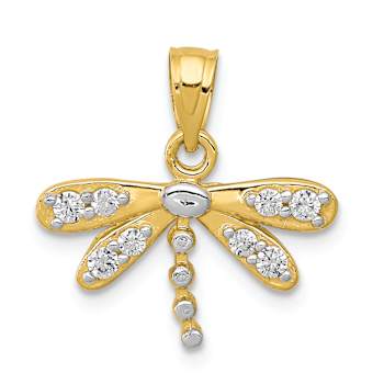 10k Yellow Gold and Rhodium Over 10k Yellow Gold Cubic Zirconia
Dragonfly Charm