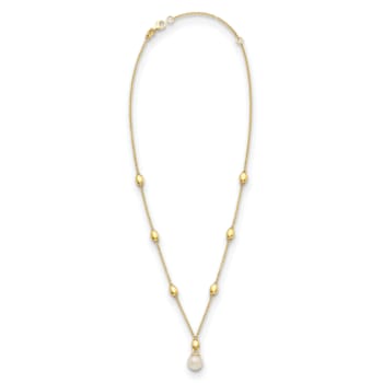 14K Yellow Gold Freshwater Cultured Pearl and Bead 18 Inch Necklace
