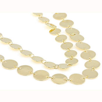 High-Polish Multi-Row Disc Necklace In 18K Gold Over Bronze