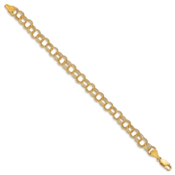 10k Yellow Gold Solid 7mm Triple Link Charm Bracelet