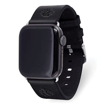 Gametime NHL Chicago Blackhawks Black Leather Apple Watch Band (38/40mm
S/M). Watch not included.