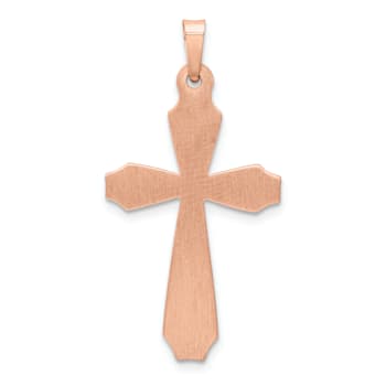 14k Rose Gold Textured and Polished Passion Cross Pendant