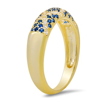 Blue And White Cubic Zirconia 14k Yellow Gold Over Sterling Silver Ring 0.79ctw