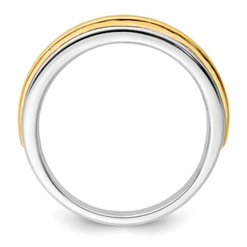 14K Two-tone Yellow and White Gold Lab Grown Diamond Men's Ring