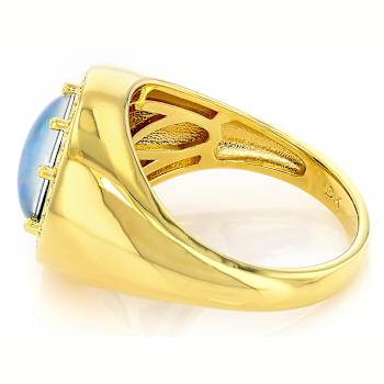 Australian Opal Triplet And White Zircon Ring In 18K Gold Over Sterling
Silver 2.59ctw