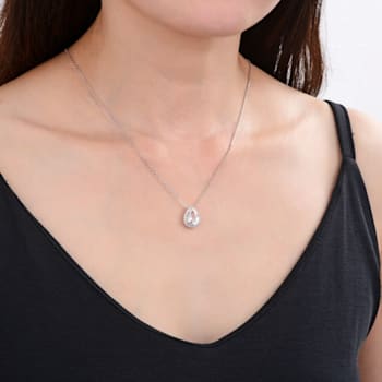 Pear Shape White Topaz Sterling Silver Pendant with Chain