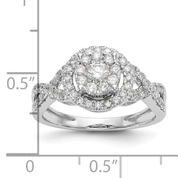 Rhodium Over 14K White Gold Lab Grown Diamond Cluster Engagement Ring 0.758ctw