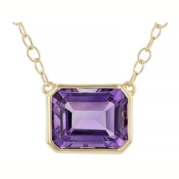 Amethyst Rectangular Octagonal Solitaire Toggle Necklace In 18K Gold
Over Sterling Silver 2.89ct