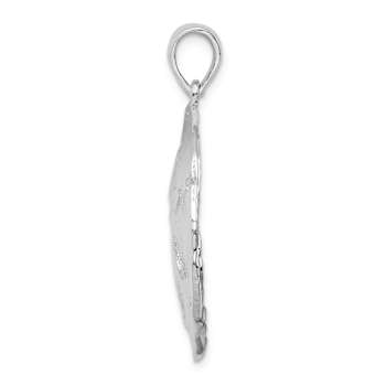 Rhodium Over Sterling Silver Polished Sand Dollar Pendant