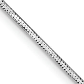 Rhodium Over 14k White Gold 0.9mm Solid Octagonal Snake Link 16 Inch Chain