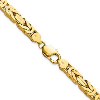 14K Yellow Gold 6.5mm Byzantine Chain Necklace