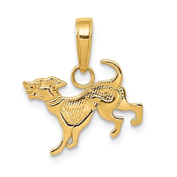 14K Yellow Gold Dog Pendant