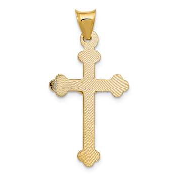 14k Yellow Gold Polished Satin and Diamond-Cut Crucifix Pendant