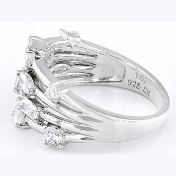 Multi-Row CZ Ring 2.21ctw In Sterling Silver