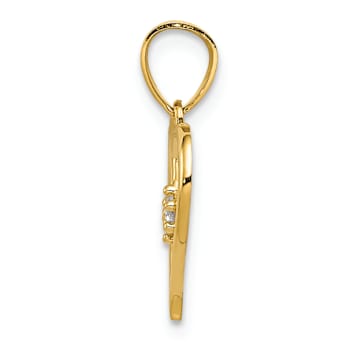 14k Yellow Gold Two Cubic Zirconia Cut-out Heart Pendant