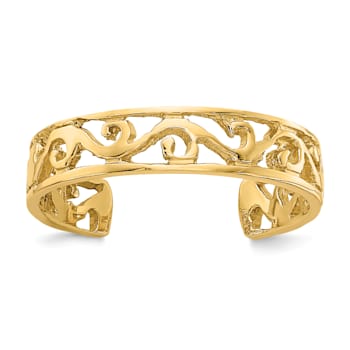 14K Yellow Gold Polished and Diamond Cut Toe Ring