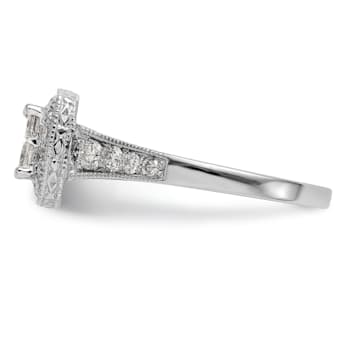 Rhodium Over 14K White Gold Diamond Cluster Engagement Ring 0.78ctw